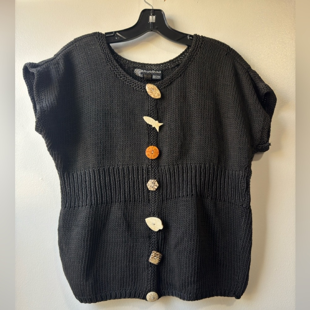 A People United Women’s Black Button-Front Sweater Sz S/M